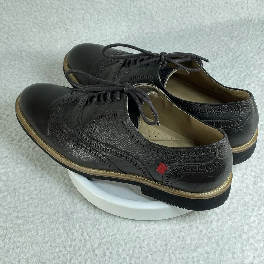 Marc Joseph New York Mens Size 9M Brown Leather Dress Shoes With Black Soles